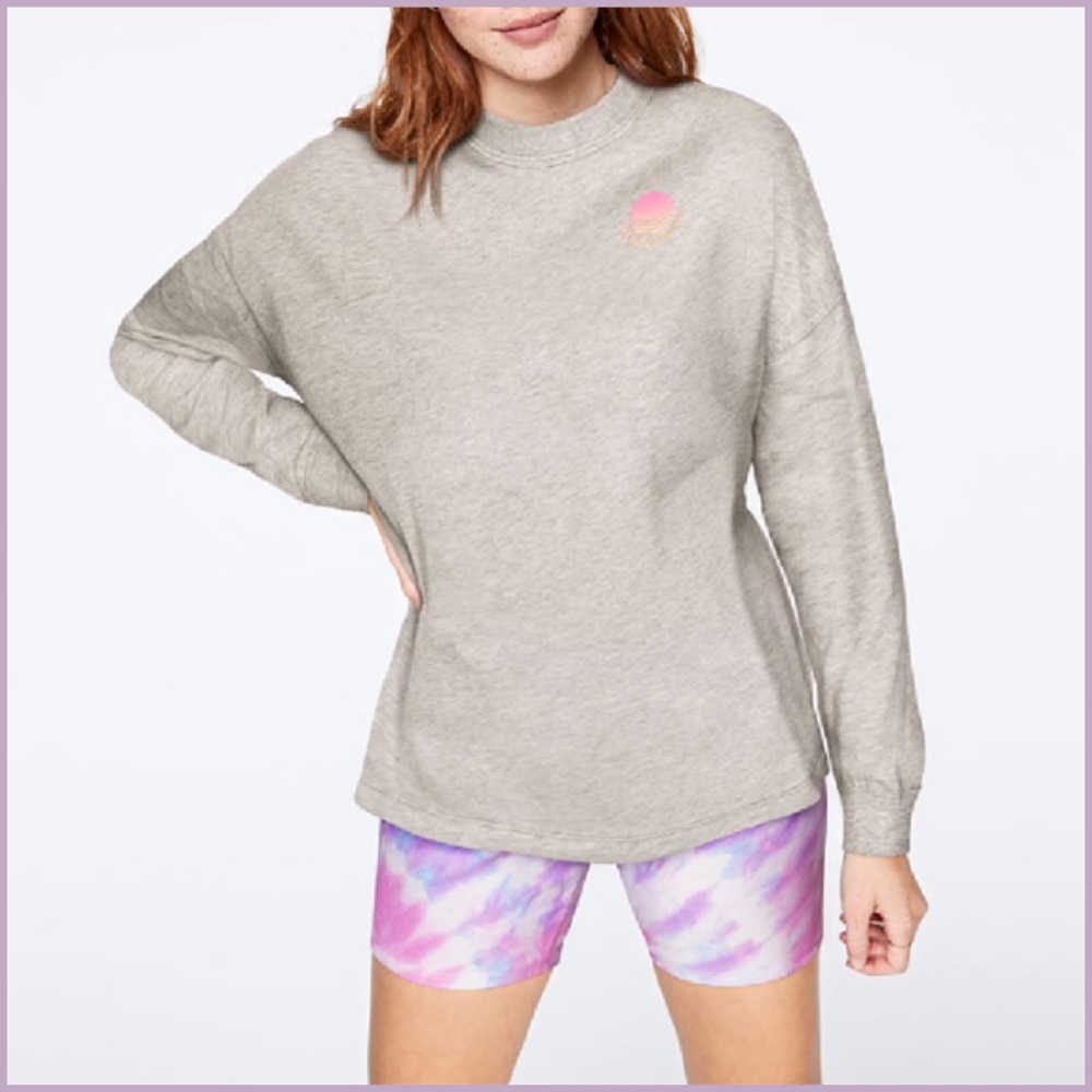 VS PINK OMBRÉ MOCK LONG SLEEVE TEE